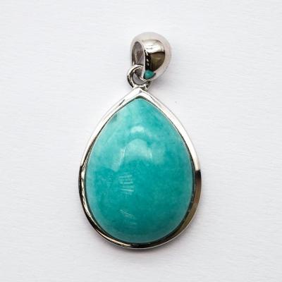 China FASHIONABLE European Style Amazonite Silver Gemstone Drop 15x20mm Pendant Jewelry for sale