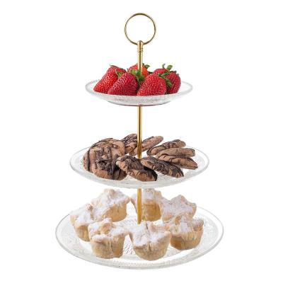 China 3-Tiered (Glass) Stocked Serving Dishware Elegant Serving Snacks, Appetizers, Cakes, Goodies Durable, Reusable Party or Holiday Host for sale