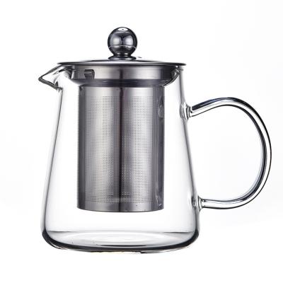 China Sustainable Stainless Glass Teapot With Lid Stainless Steel Filter for sale