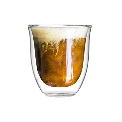 China Stocked Glass 6oz Cappuccino Cups Double Walled Coffee Glasses Clear Thermo Insulated Stackable Mugs for sale