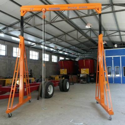 China Durable Mini Small Gantry Crane CE Certificate Height 3ton Adjustable Worm Wheel Gantry Crane With Crane Chain for sale