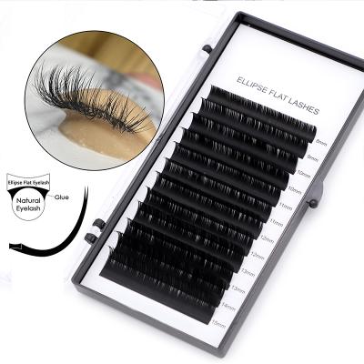 China .15mm C Curl 8-15mm Long Natural Blending Ellipse Lash Super Soft Tips Lash Cashmere Flat Double Lash Extensions for sale