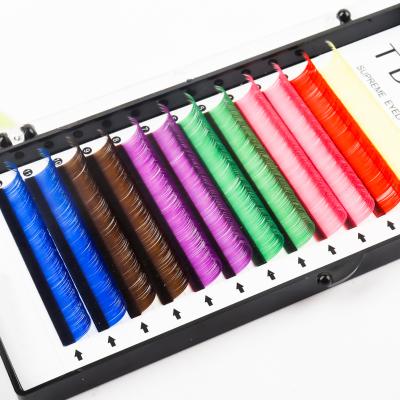 China Indiavidual Colorful Eyelash Extension Color Eyelash Extensions Long Brainbow Blue Brown Green Pink Red Yellow High Quality Natural Violet for sale