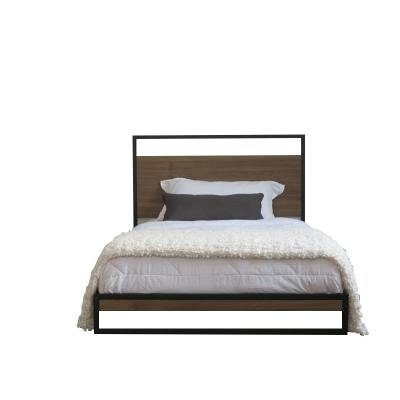 China Nailhead Balance Design Black Mattress Double Bed Frame Design Wood And Iron Frame Bed New for sale