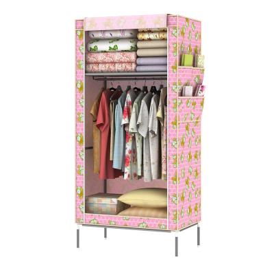 China Simple Wardrobe (Non Storage Other) Cheap Small Adjustable Woven Fabric With Door Designs Expandable Rolling Cloth Portable Wardrobes for sale