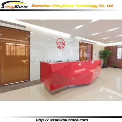 China Red Glossy Reception / Solid Artificial Convex Face Exterior Marble Front for sale