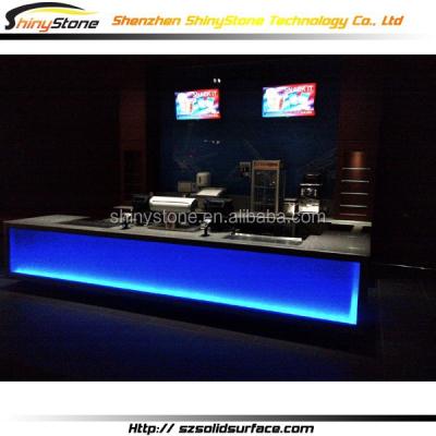 China Reception Blue Indoors Solid / Artificial Reception Long Shape Outdoor Marble Office With Led Light for sale