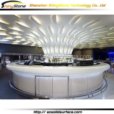 China Commercial Circular Home Bar/Restaurant Bar/Synthetic/Stone Solid Surface Bar Design Luxurious Wine Bar Rounded Shape for sale