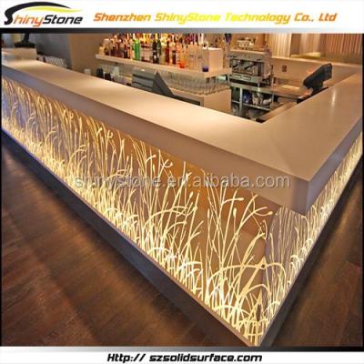 China Commercial bar/bar/restaurant wine bar carving synthetic lighting pattern/solid stone hotel decor outdoor bar for sale