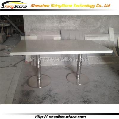 China Modern office/store/hotel/restaurant glossy rectangular solid surface dinner table set for sale