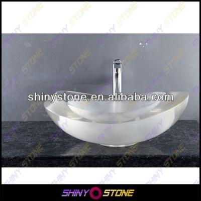 China Shampoo Sinks Premium Luxorious Cambered Crystal Translucent Artificial Stone Solid Outdoor Vanity Basin for sale