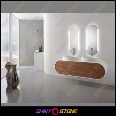 China Modern Circular Ring Shape Wall Mounted Artificial Marble Bathroom Vanity Cabinet for sale