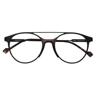 China Optical Frames Good Quality Titanium Bridge Double Around Optical Glasses Frames Unisex Spectacle Frames for sale