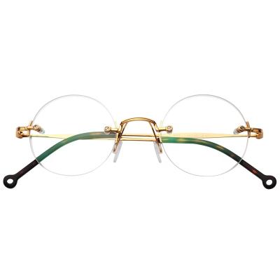 China Rimless Optical Frames Round Good Quality Titanium Eyewear Optical Glasses Frames Glasses for sale