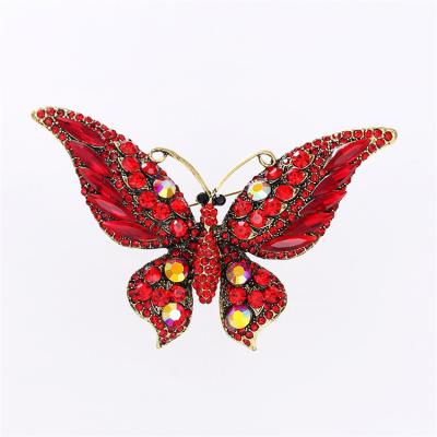 China New Style Butterfly Brooch Alloy Rhinestone Crystal Brooch Pin For Women Trendy Fashion Accessories for sale