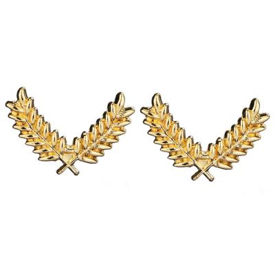 China Korean Luxury Fashion Leaf Collar Clip Gold Wheat Ear Pins Cuffs Cuffs Stud Collar Button Collar Pins For Women Men Jewelry for sale