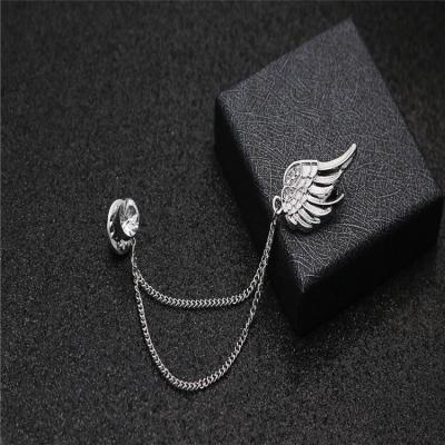 China Wholesale Korean Necklace Pin Buckle Medal Brooches of Angel Wings Brooch Pins Chain Korean Luxury Fashion for sale