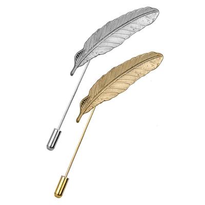 China European and American Wholesale Leaf Pin Brooches Korean Luxury Fashion Suit College Brooch Feather for sale