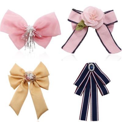 China British style rhinestone color bow tie brooch simple style knitted brooch retro new for women for sale