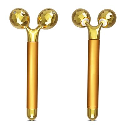 China Power Line High Frequency Vibrating Face Lift Roller Massager Beauty Lift Gold V Facial Bar for sale