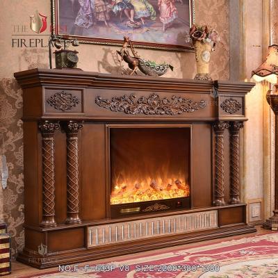 China Modern Indoor Multi Function Wood Pellet TV Heater Mid Century Entertainment Mantel Standby Stand With Electric Led Fireplace for sale