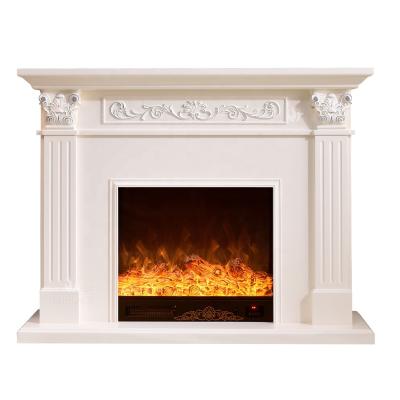 China Modern Interior Decorative White Plastic Solid Wood Carved Contemporary Marble Fireplace Surround for sale