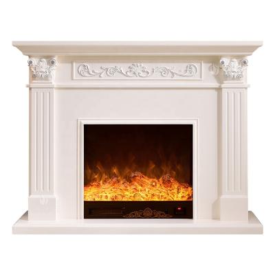 China Modern Antique French Provincial Decorative Wooden Marble Style Fireplace Stone Electric Mantel for sale