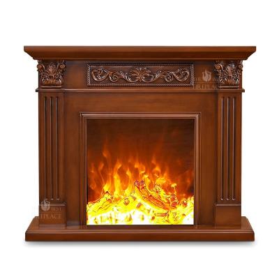 China Modern Craftsman Vintage White And Brown Antique Style Wood Fireplace Mantel Oak Wood Corner Electric Shelf for sale