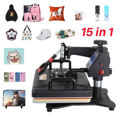 China Hot Sale Adjustable Thermostat 15 in 1 Combo Heat Press Machine Mug T-shirt Printing Machine T-shirt Sublimation Machine 15 in 1 for sale