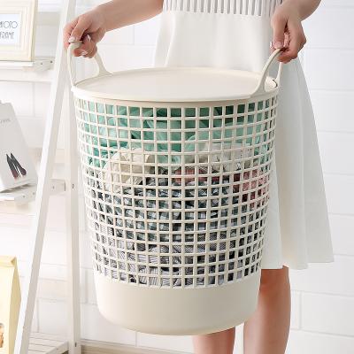 China Handles High Elasticity Laundry Hamper Flexible Plastic Dirty Clothes Hamper With Lid for sale