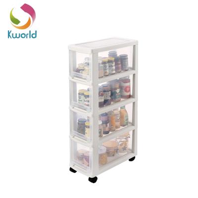 China Sustainable plastic storage drawers with wheels for sale