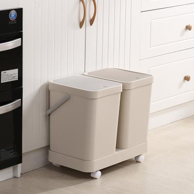 China Hot Sales 2 Compartment Environmental Economical Trash Can Small Plastic Eco - Friendly Induction Type Trash Can for sale