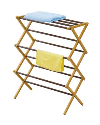 China 8M Brand New Minimalist 3 Tier Expandable Wooden Foldable Bamboo Cloth Rack Outdoor Clothes Drying Racks for sale