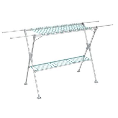 China Factory Direct Aluminum Double Pole Minimalist X Shape Stand Air Dry Foldable Telescopic Clothes Dryer Made in China for sale