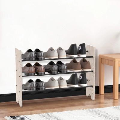 China New Design 8-15 Pairs 3 Tier Expandable Mirror Storage Door Rack Shoe Racks Shoe Wardrobe With Low Price for sale