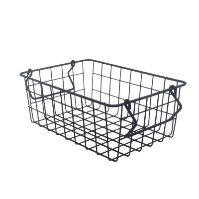 China Best Selling Viable Metal Wire Storage Organizer Bin Basket Metal Fruit Basket With Handle for sale