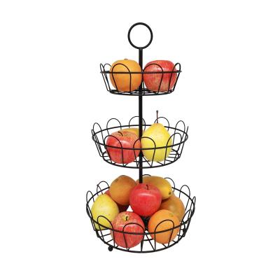 China Newest Sustainable Design Kitchen Storage 3 Tiers Fruit Basket Fruit Basket Bowl And Vegetable Organizer For Kitchen for sale