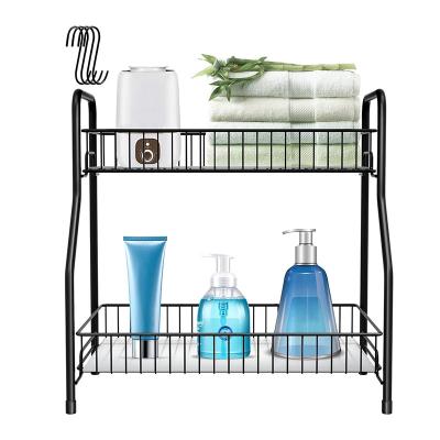 China Metal 2 Tier Kitchen Dish Rack Bathroom Storage Rack Sink Workable Above Drain Rack for sale