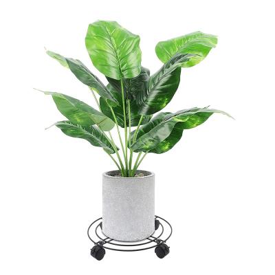 China Heavy Duty Iron Potted Plant Stand Round Metal Plant Stand With Wheels Flower Pot Holder On Rollers Dolly Holder On Wheels for sale