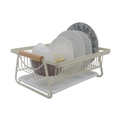 China Sustainable Wooden House Kitchen Dish Single Handle French Metal Dish Rack for sale