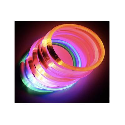 China 2021 Dog Collars PVC Reflective Adjustable Glow In The Night Dog Cat Puppy Safe Pets Collar for sale