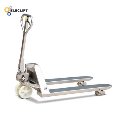 中国 2500kg Stainless Steel Pallet Truck Manual With Polyurethane Wheels 販売のため