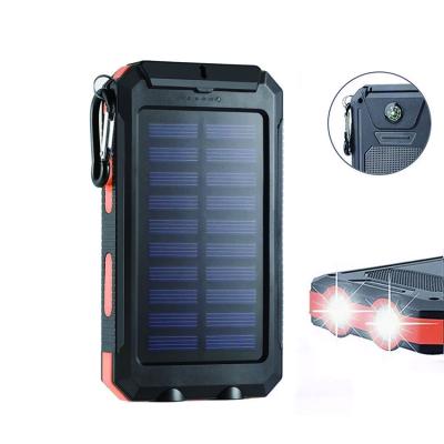 China With 10000mAh Solar Power Charger Camping Solar Power Bank LED Light Waterproof Multifunction Bank Dual USB Ports for sale