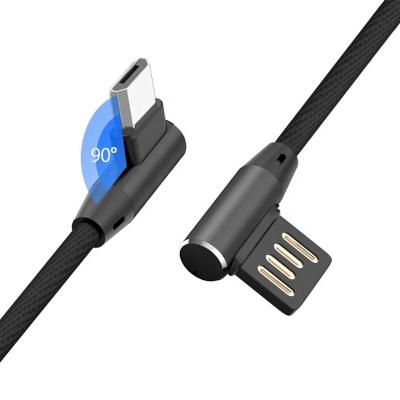 China High Quality Nylon Braided Double L Mobile Phone Game Gaming 90 Degree Elbow Charging USB Cable Android Cable For Xiaomi Phone for sale