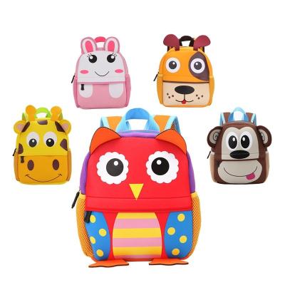 China Waterproof Animal Design Neoprene Shoulders Bag Kids 3D Backpack Child Toddler Infant School Bag for sale