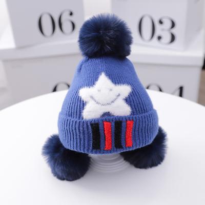 China Winter Striped Beanie Kids Boy Girls Hats Warm Knit Wool Hats For Babies for sale