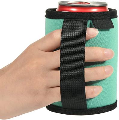 China Custom Cooler Sleeve Insulated Neoprene Beer Can Bottle Insulator Anti-Slip Cover Can Stand with Handle for Beverage Drinks Camping Cover for sale