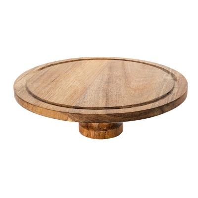 China Rustic Style Acacia Charcuterie Easy Clean Wooden Cheese Serving Round Cutting Board with Feet for sale