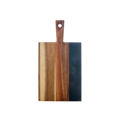 China Sustainable Modern Pallet Food Cheese Chopper Black Marble and Acacia Wood Serving Cutting Boards for sale