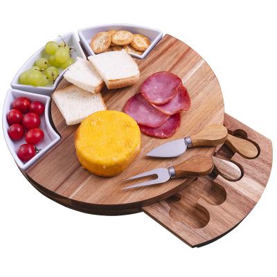 China New Style Sustainable Wholesale Custom Natural High Quality Personalized Gifts Round Cheese Bamboo Board for sale